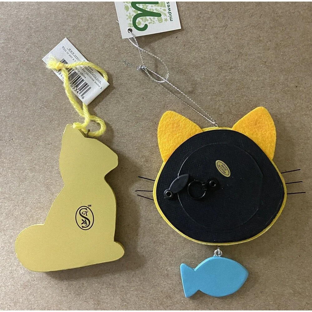 Cat Cookie and Photo Frame Christmas Ornament set NWT